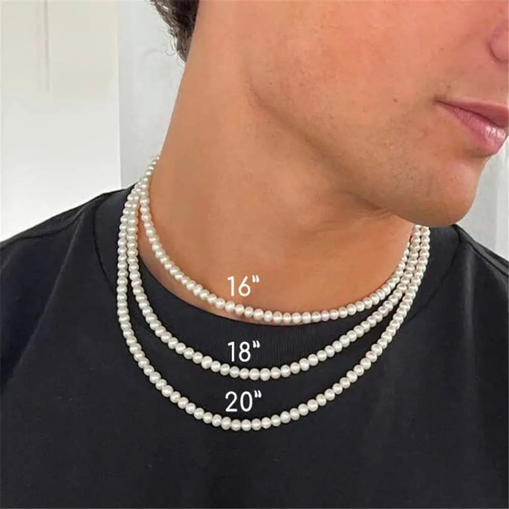 Collier Ras-du-Cou Perles Blanches – Style Unisexe & Tendance