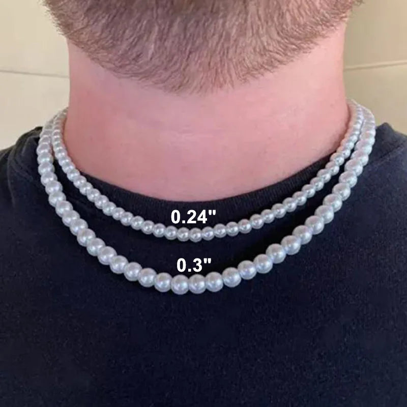 Collier Ras-du-Cou Perles Blanches – Style Unisexe & Tendance