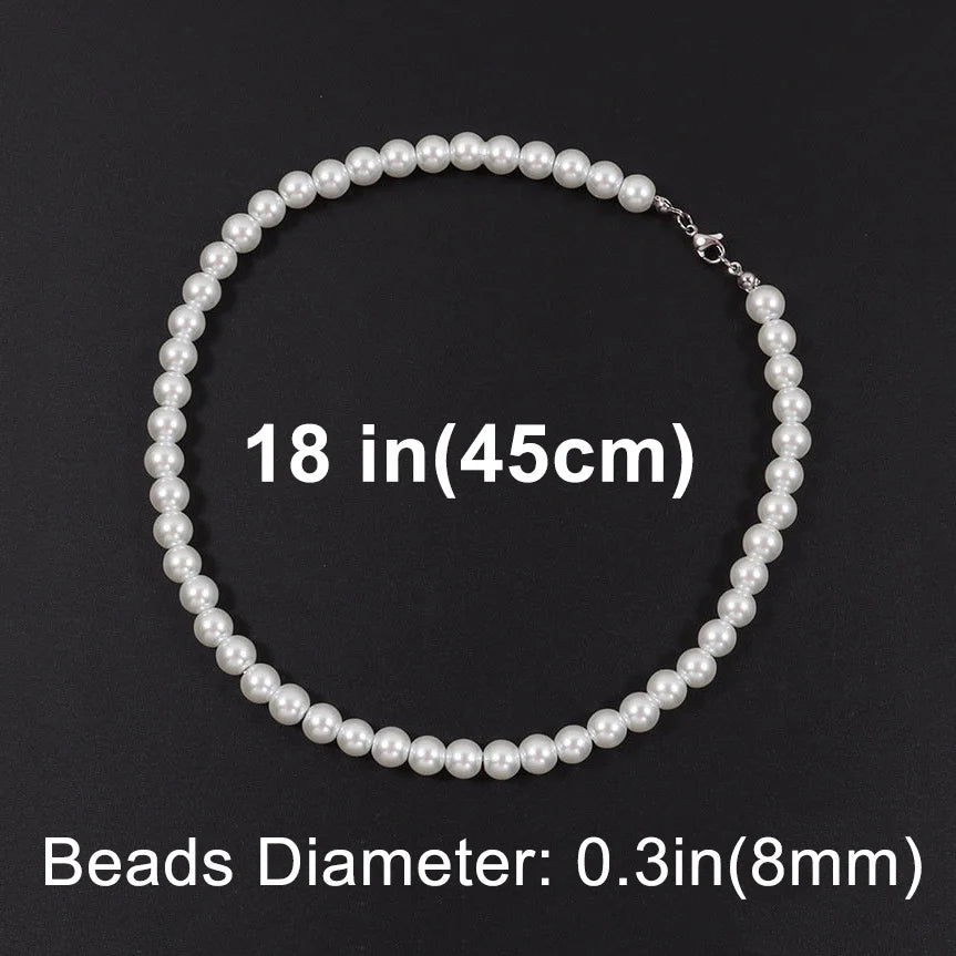 Collier Ras-du-Cou Perles Blanches – Style Unisexe & Tendance