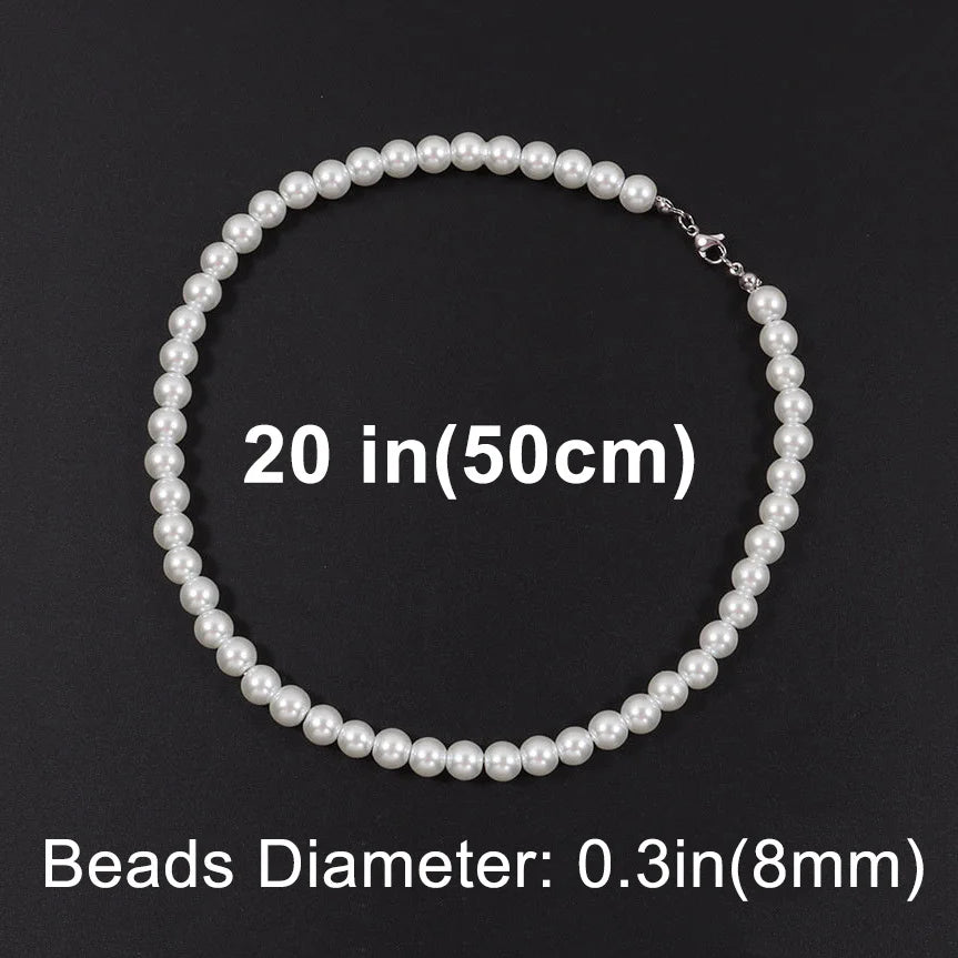 Collier Ras-du-Cou Perles Blanches – Style Unisexe & Tendance