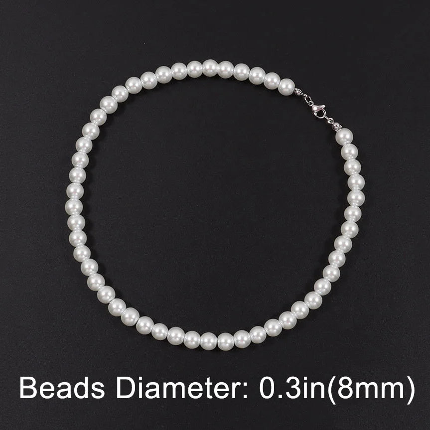 Collier Ras-du-Cou Perles Blanches – Style Unisexe & Tendance