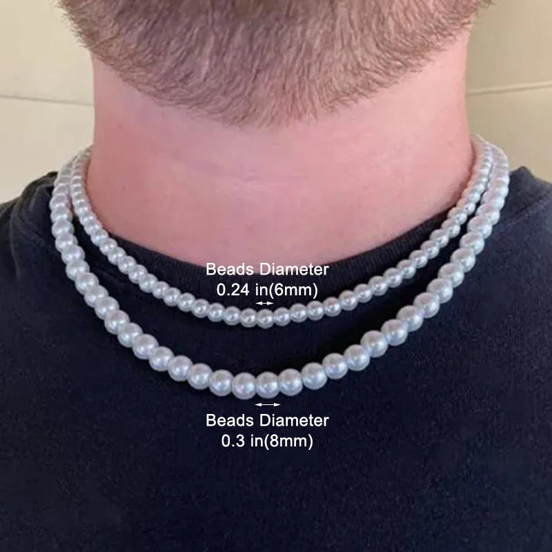 Collier Ras-du-Cou Perles Blanches – Style Unisexe & Tendance