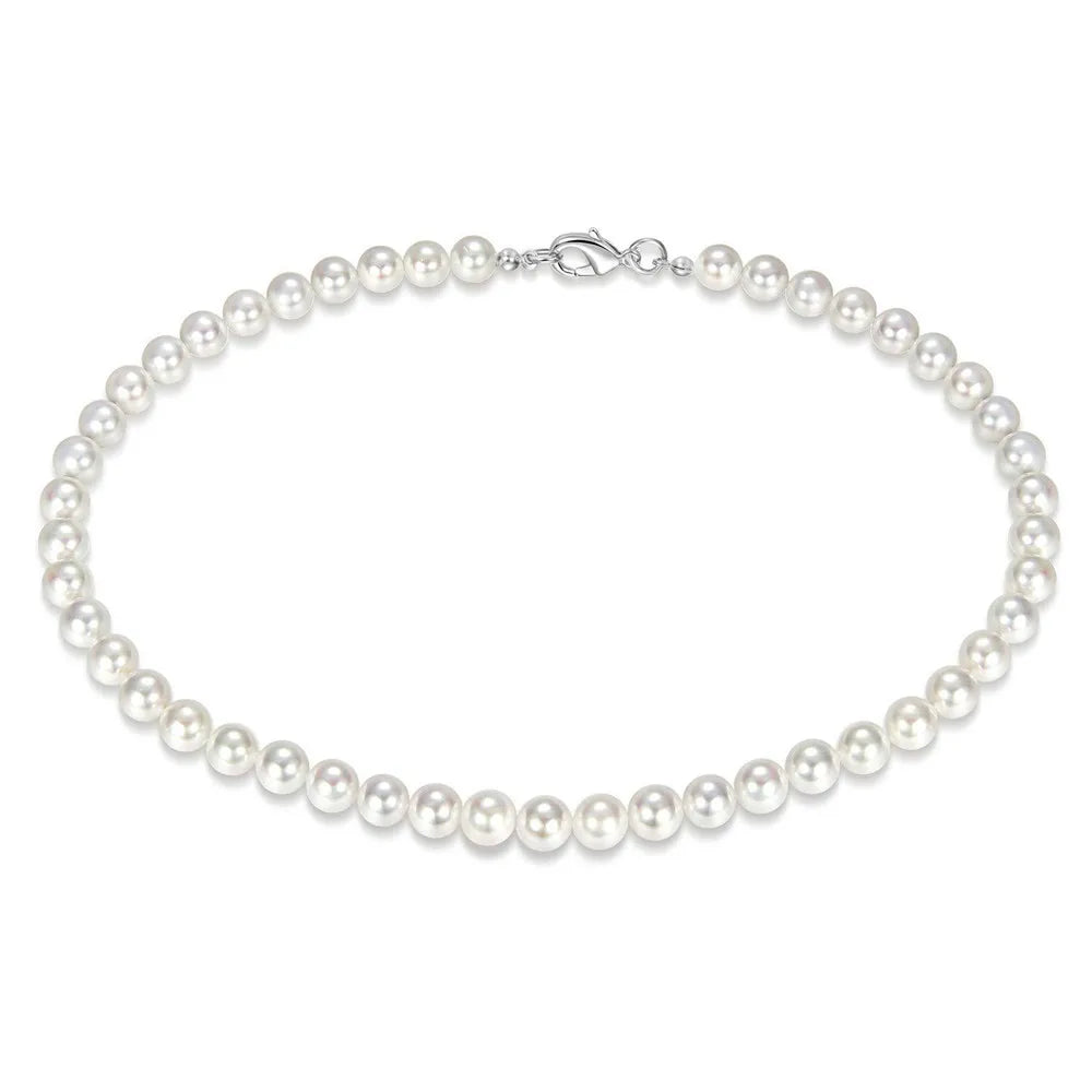 Collier Ras-du-Cou Perles Blanches – Style Unisexe & Tendance