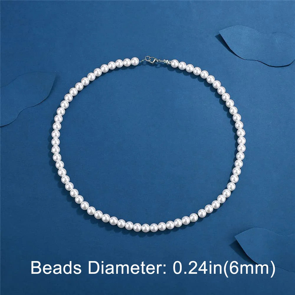 Collier Ras-du-Cou Perles Blanches – Style Unisexe & Tendance