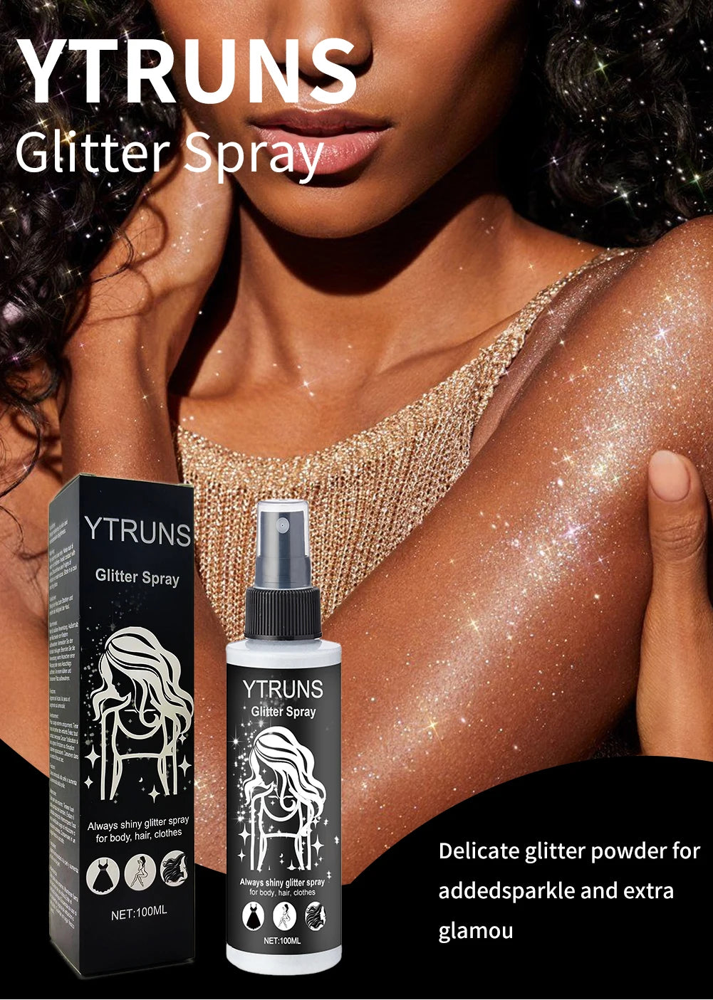 Vaporisateur Pailleté Haute Brillance 100ml – Corps, Cheveux & Vêtements