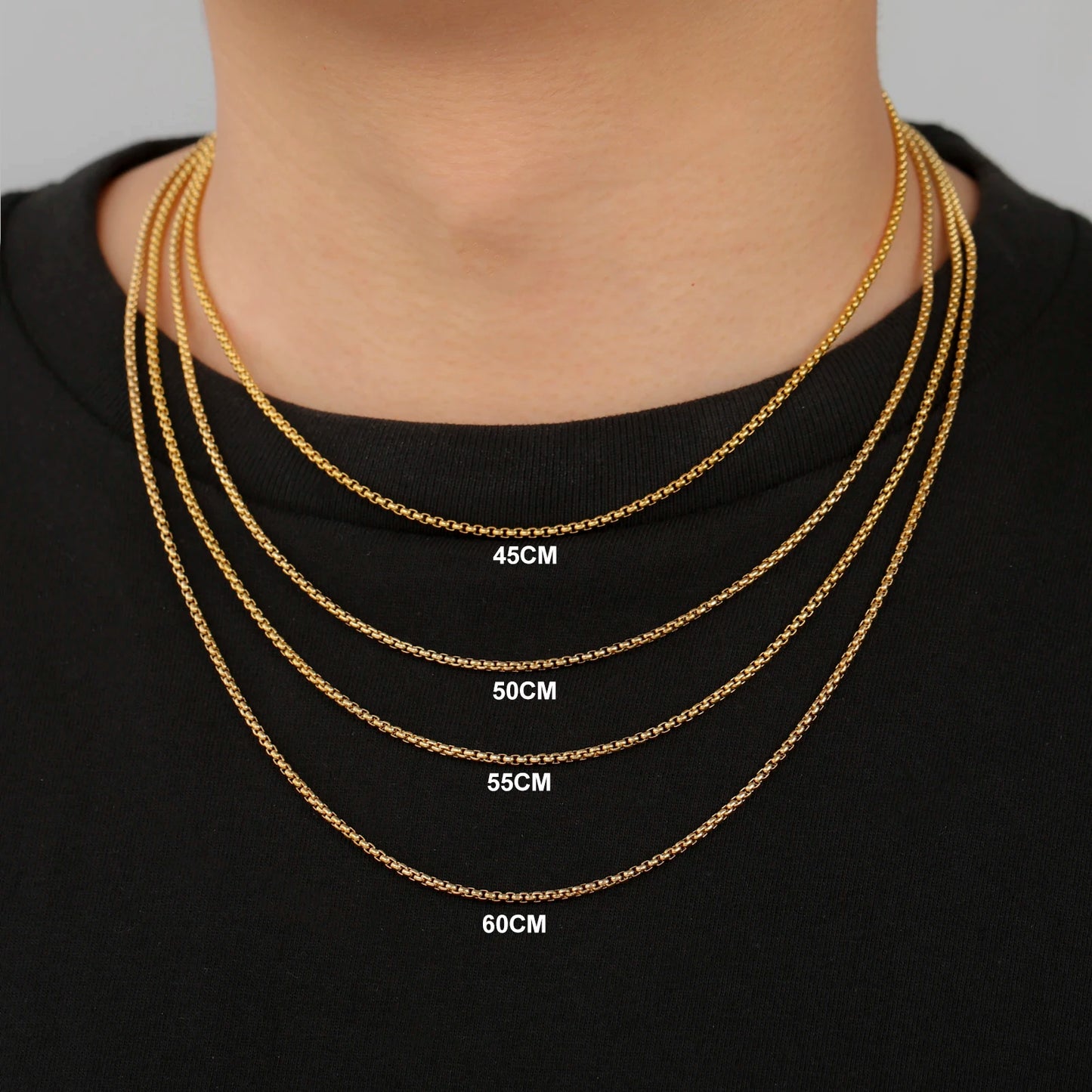 Chaîne Box Acier Inoxydable Dorée – Look Minimaliste & Punk | Mixte 2 à 7 mm