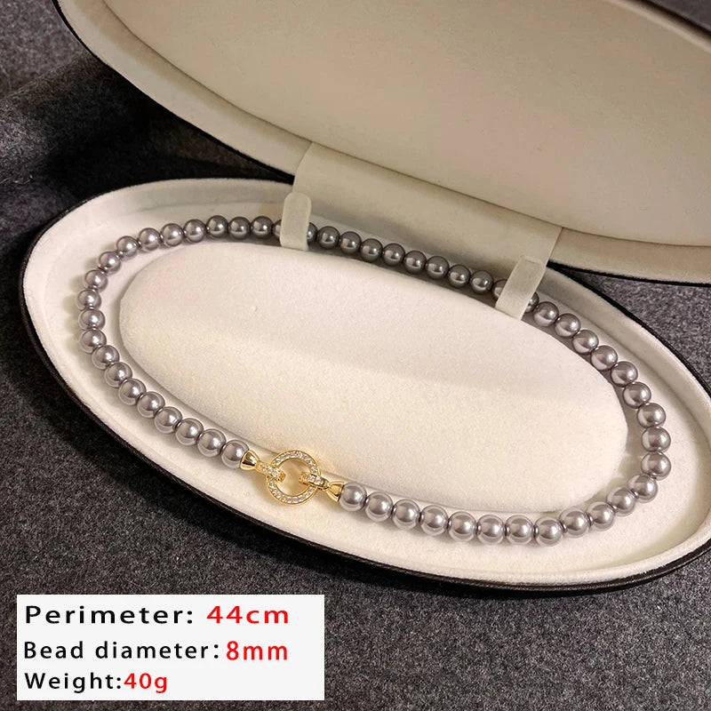 Collier Élégant en Perles – Fermoir Rond Raffiné, Bijou Féminin et Tendance