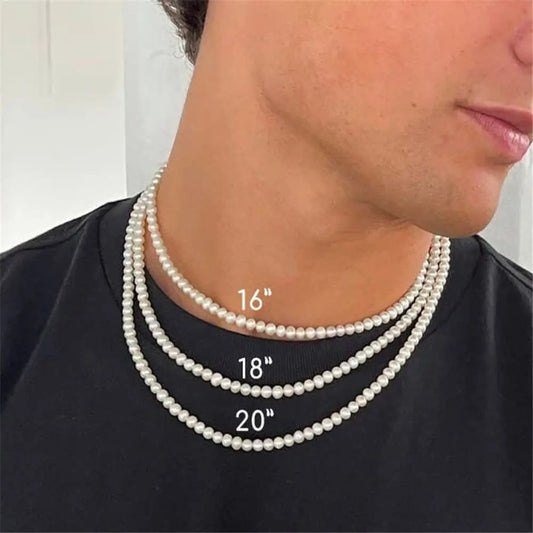 Collier Ras-du-Cou Perles Blanches – Style Unisexe & Tendance