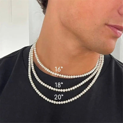 Collier Ras-du-Cou Perles Blanches – Style Unisexe & Tendance