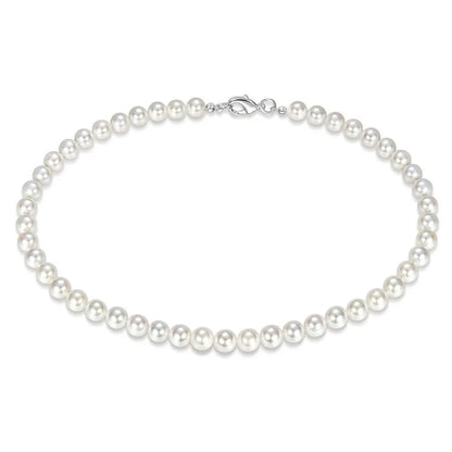 Collier Ras-du-Cou Perles Blanches – Style Unisexe & Tendance