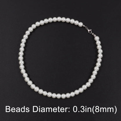 Collier Ras-du-Cou Perles Blanches – Style Unisexe & Tendance
