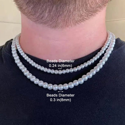 Collier Ras-du-Cou Perles Blanches – Style Unisexe & Tendance