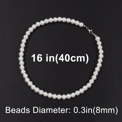 Collier Ras-du-Cou Perles Blanches – Style Unisexe & Tendance
